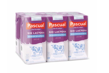 LECHE PASCUAL SIN LACTOSA SEMIDESNATADA 200 ML 18 UNID.