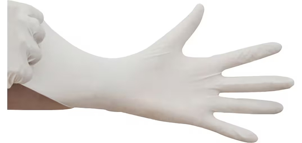 GUANTES DESECHABLES DE LÁTEX COLOR BLANCO TALLA L - CAJA DE 100